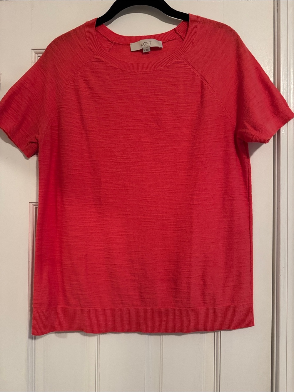 LOFT Short Sleeve Crewneck Top in Coral Pink